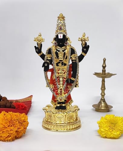Image of Gold Art India Tirupati Balaji Idol for Mandir | Pooja Room Lord Vishnu Shree Venkateswara Swamy Statue God Balaji for Gift Living Room | Lord Vishnu Shree Venkateswara Swamy Statue for Home Decor