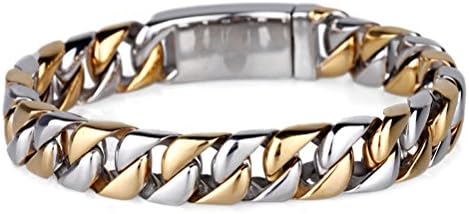 YSM Bracciale a Catena Bracciali da Uomo Acciaio Bracciale Uomo Acciaio Inox Bracciali in Argento Oro