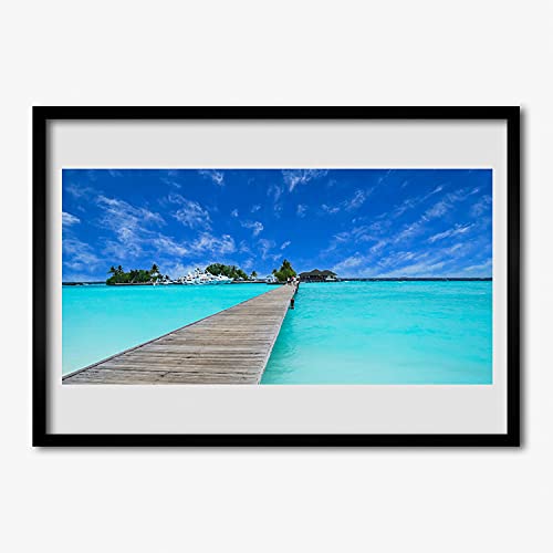 Affiche encadrée 70x50 cm en MDF de qualité supérieure image mer et pont