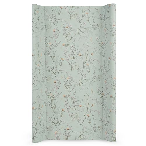 KikkaBoo Wickelauflage Abwaschbar 80x50 cm SECRET GARDEN, Für Babys, Wasserdicht Und Hygienisch, Weiche PVC-Oberfläche, Gepolstert, Für Wickeltisch Oder Kommode, Grün