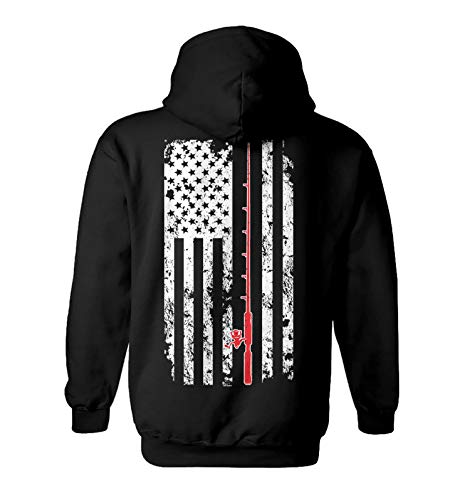 Haase Unlimited Fishing Pole American Flag - Fisherman USA Unisex Hoodie Sweatshirt