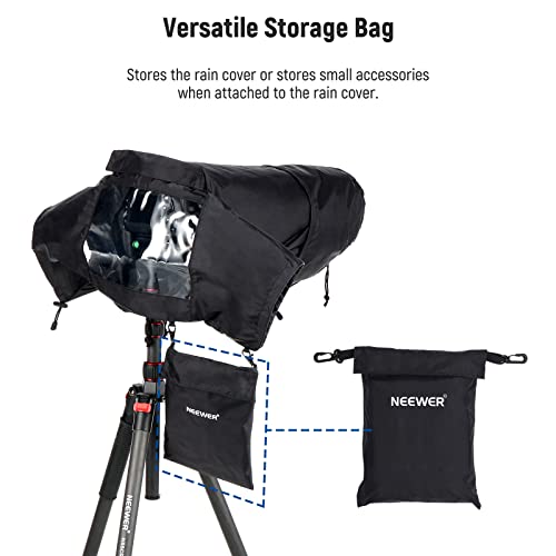 Image of NEEWER Camera Rain Cover, Large Size Durable Nylon Raincoat Compatible with Canon Sony Nikon DSLR Mirrorless Vlog Camera & Lenses 300 /400 /500 /600 /800mm, with Sleeves /Drawstrings /Viewing Window, PB004