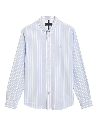 Image of Marks & Spencer Mens Striped Cotton Collared Neck Regular Fit Oxford Shirt