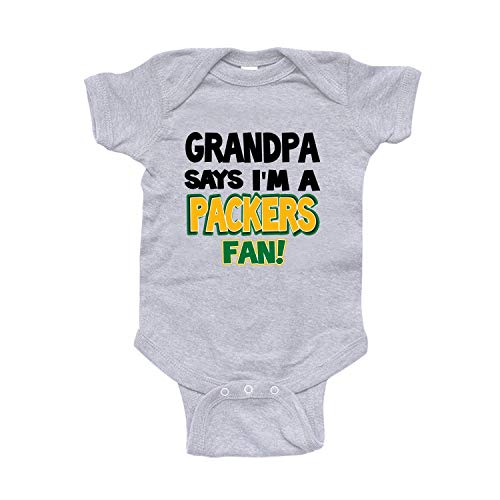 NanyCraft s My Grandpa Says I m a Packers Fan Baby Bodysuit Heather 6M