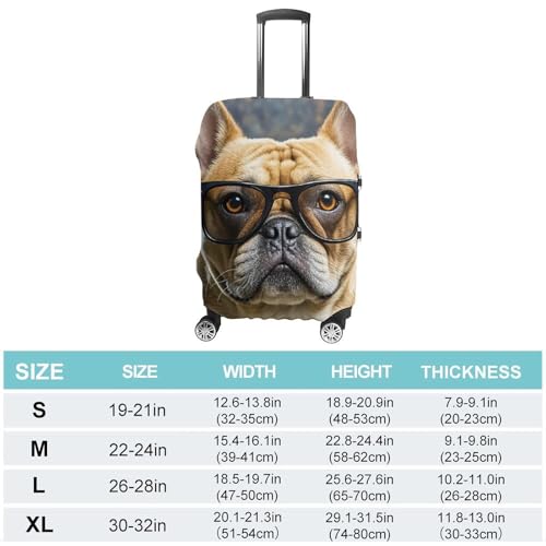 French Bulldog Wearing Sunglasses Printed Luggage Cover Protector, Fits 18-32 Inch Luggage2