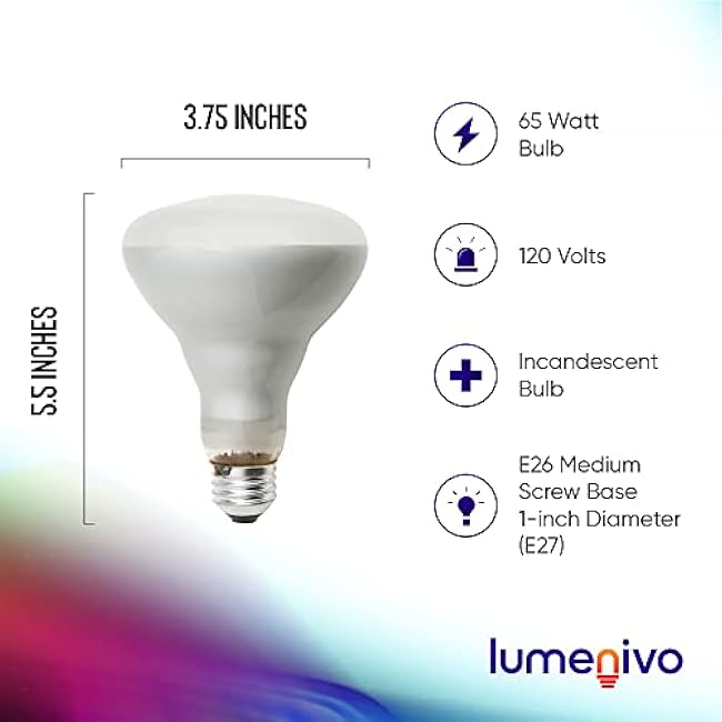 lumenivo Replacement for Sylvania Lighting BR30 65 Watt Flood Light Bulbs Indoor Frosted BR30 65W Indoor Flood Light with E26 Medium Screw Base - Soft White - 120V - 4 Pack