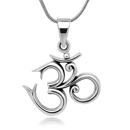 Collier pendentif Om en argent pour homme et femme avec chaîne serpent 45 cm