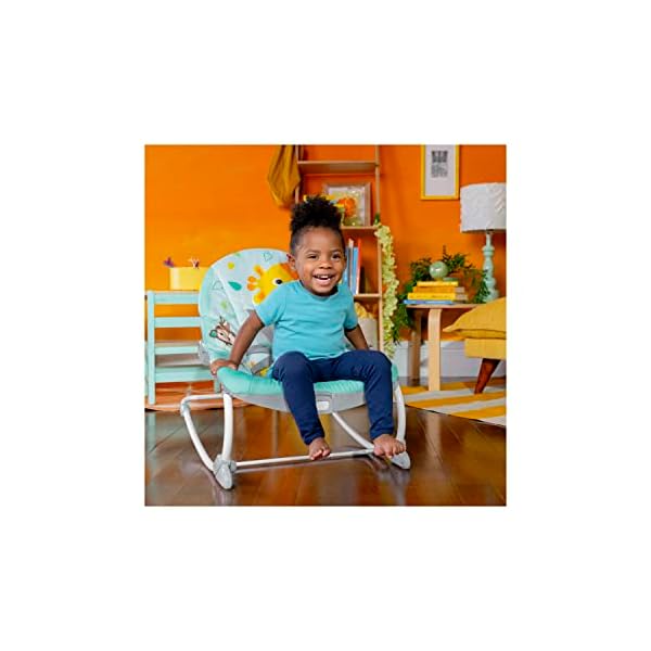 Bright Starts Wild Vibes Hamaca para Bebés con vibraciones relajantes, arco de juegos, arnés con 5 puntos, Unisex, Recién Nacido + - Imagen 5