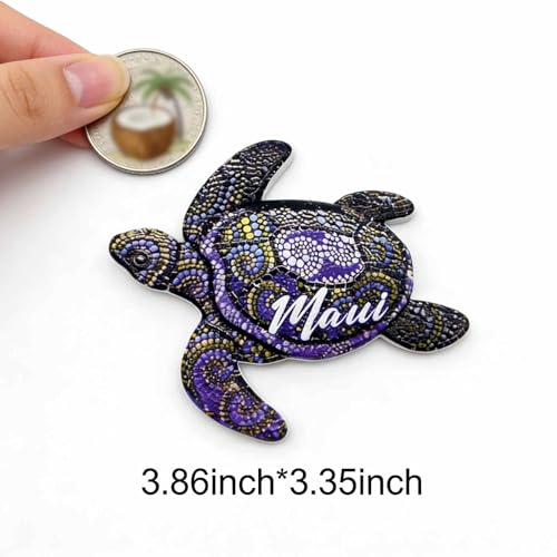 Imán de nevera decorativo de tortuga Maui en resina 3D miniatura 2