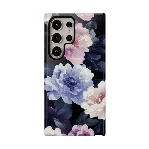 Coque Samsung S24 Ultra rigide brillante avec motif floral pastel doux violet