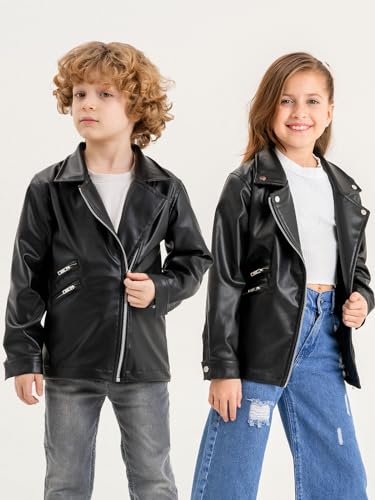 Kids Leather Jacket Unisex, Boys Leather Jacket, Stylish Girls Leather Jacket with Notched Collar3