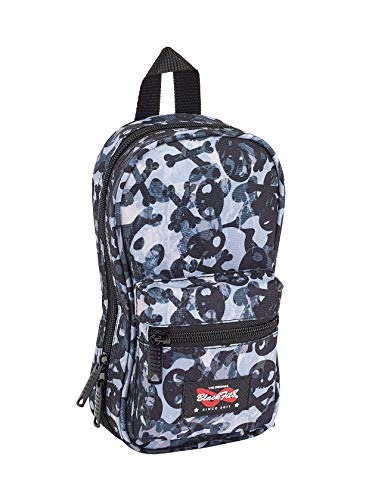 Safta Blackfit8 Skulls Plumier mochila 4 estuches llenos  33 piezas  escolar  Negro Gris