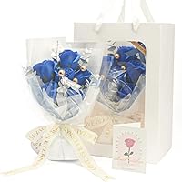 Amazon｜LOZIZI ソープフラワー 花束 青いバラ 造花 枯れない花 人気