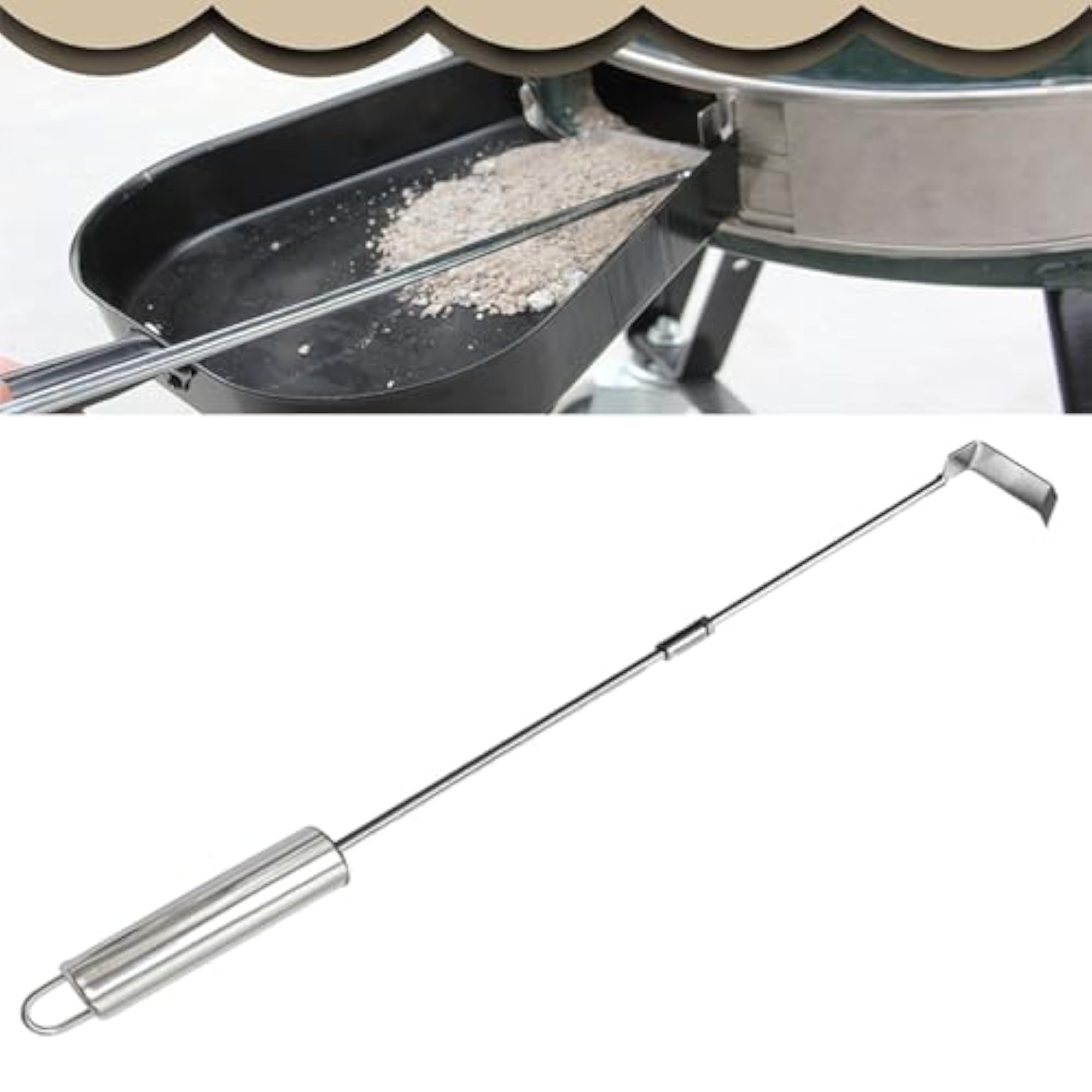 Grill Ash Rake for Easy Ash Removal, Wood Burning Grill Cleaner
