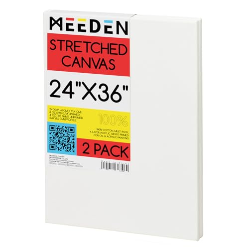 MEEDEN Stretched Canvas, 24 × 36 Inch, Pack of 2,