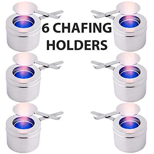 Chafing Dish Buffet Set w/Fuel (8 qt) — Folding Frame + Water Pan + Food Pan + 6 Fuel Holders + 6 Fuel Cans – 3 Full Warmer Kit, Stainless Steel Construction