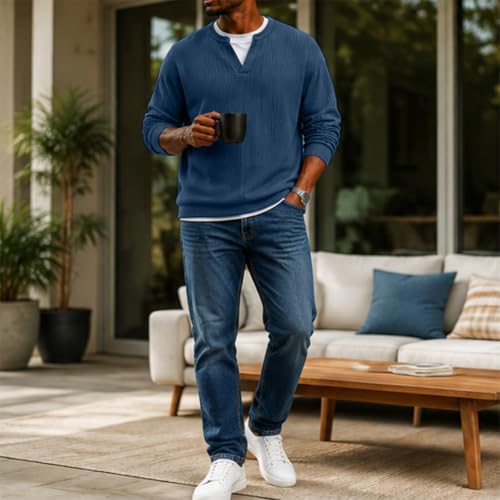 moolBeko Layered Comfort Waffle Tee Men V Neck Layered Comfort Waffle Tee - image 2