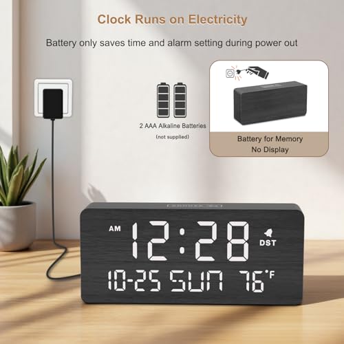 DreamSky Wooden Digital Alarm Clocks for Bedrooms with Date & Day of Week - Image 3