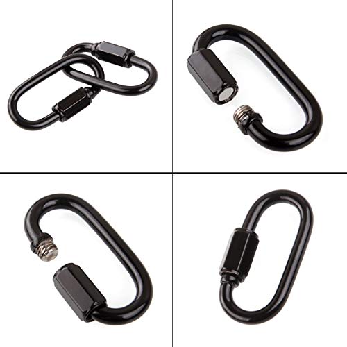 STARVA ST 6 Peças M4 Preto Mosquetão Corrente Conector De Ligações Rápidas 4 Mm De Espessura Oval De
