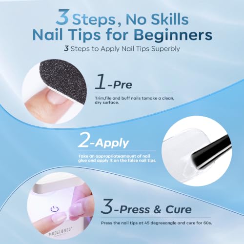 Image of modelones 10 in One X Nail Gel Glue Gel Base Coat Brush On No Wipe | Nail Polish Glue 15ml for Tips, Rhinestones, Blooming Art Hema-Free Gel Kit for Acrylic Tips U V Lamp Needed