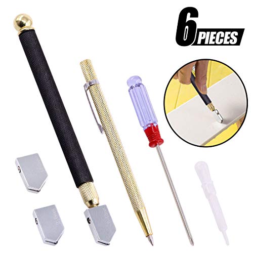 Swpeet 6Pcs Profession Glass Cutter Tool Kit, 5.5 Inch Tungsten Scribe Engraving Pen