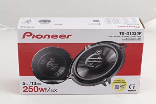 PIONEER TS-G1330F 13 cm 3-Weg-Koaxiallautsprecher Set mit 2 Lautsprechern (je 250 W max., 35 W Sinus), kraftvoller Klang, hoher Wirkungsgrad, 44 mm Einbautiefe, 121 mm Einbauausschnitt, mit Gitter