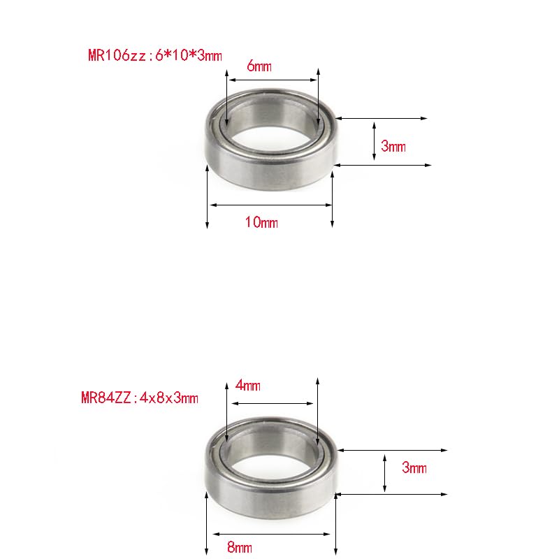5Pcs MR105 MR106 MR84 Bearing Mini Motor Bearings with Metal Shield for Electric Toothbrush Drone RC Aircraft Model Airplane Toy(MR84 4x8x3mm)