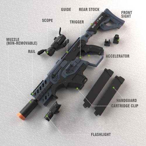 SOFITEN Toy Gun Automatic Sniper Rifle with Tactical Vest Kit, Scope Toy Foam Blaster Dart Toys with 120 Darts IR and Flashlight Shooting Outdoor Activity Game Birthday Xmas Gift for Kids Age 8+ - image 8