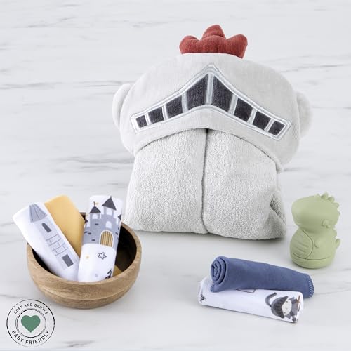 Image of Evolur Good Knight 6 pc Baby Gift Set, Includes Hooded Towel & 5pc Wash Cloths, Soft and 100% Cotton Woven, for Newborn, Infants and Toddlers 0-9 Months