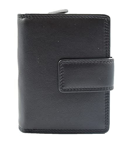 Porte-monnaie femme en cuir souple noir taille M HLG311