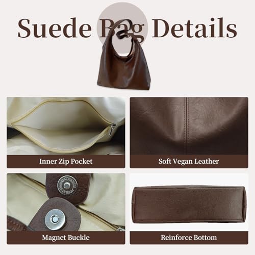 Bolso Hobo para mujer de cuero vegano suave miniatura 5