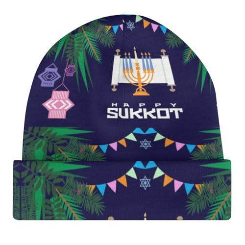 Happy Sukkot Kids Beanie Hat for for Girls Boys Children Cap Winter Knitted Chemo Cancer Headwear Accessories Gifts Decoration Black4