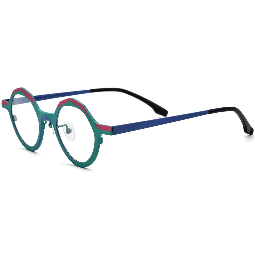 FONEX Colorful Pure Titanium Glasses Frame Women Retro Round Eyeglasses