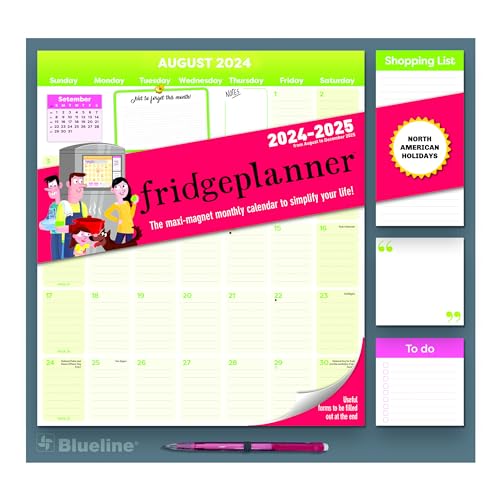 Blueline 2025 calendrier magnétique mensuel 14" x 13.5"