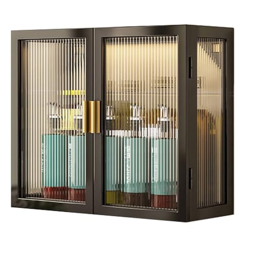Armario de pared de metal con puerta de cristal para ganar espacio en casa