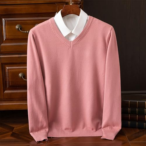 Mens Solid Color Basic Knit Sweater, Lightweight V-Neck Long Sleeve Fall Casual Pullover Going Out Trendy Knitwear Sweaters2