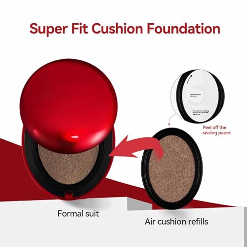 Red Cushion Foundation,Lasting Coverage,Full Coverage, Weighless, Skin Fit, Satin Glow Finish,High C