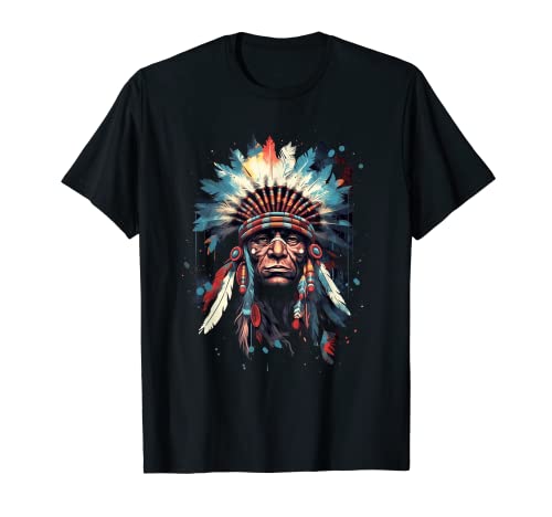 Tocado de estilo indio nativo americano, arte tradicional para hombres y mujeres Camiseta