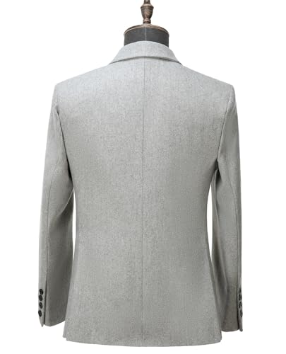 Men's Suit Double-Breasted Notch Lapel Tweed Woollen Jackets Smart Wedding Blazer Regular Fit3