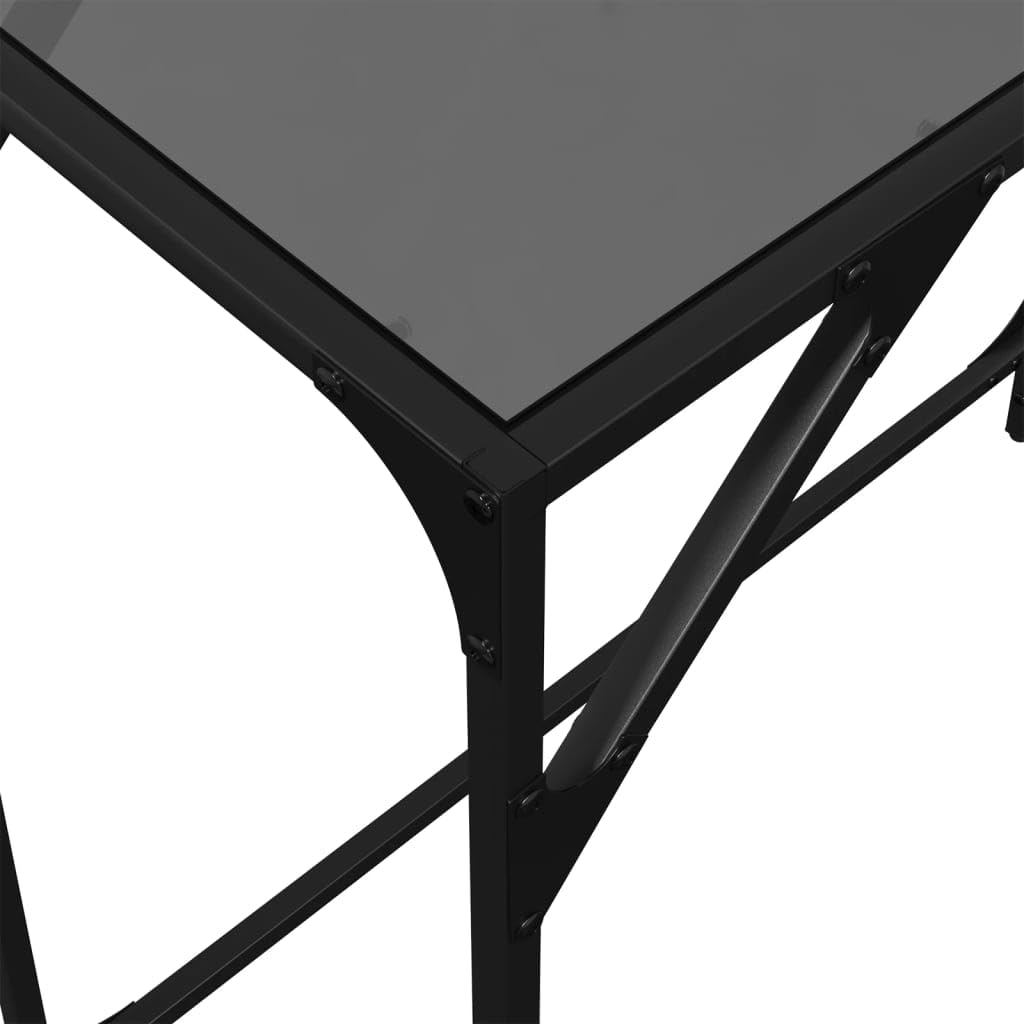 Konsole Tisch mit Glasplatte Schwarz 80x35x81 cm aus Stahl ideal für Flur Eingang Wohnzimmer Schlafzimmer platzsparend mit Wandhalterung, dekorativ und robust für Stauraum und Präsentation