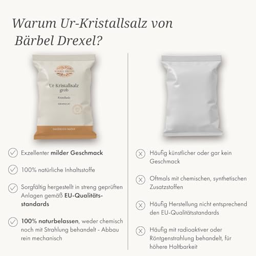 Foto von BÄRBEL DREXEL® Rosa Kristallsalz (Tiefebenen Rand Himalaya) Grob, Granulat, Mühlensalz, Natursalz (750g) 100% Veganes Speisesalz, Für Feinschmecker, Reines Steinsalz, Ur-Salz