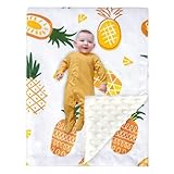 Generico Kinderwagendeken, wiegdeken, babykamerdeken met gestippelde achterkant, dubbellaags plaid, pluche deken voor kinderwagen, 100 x 75 cm