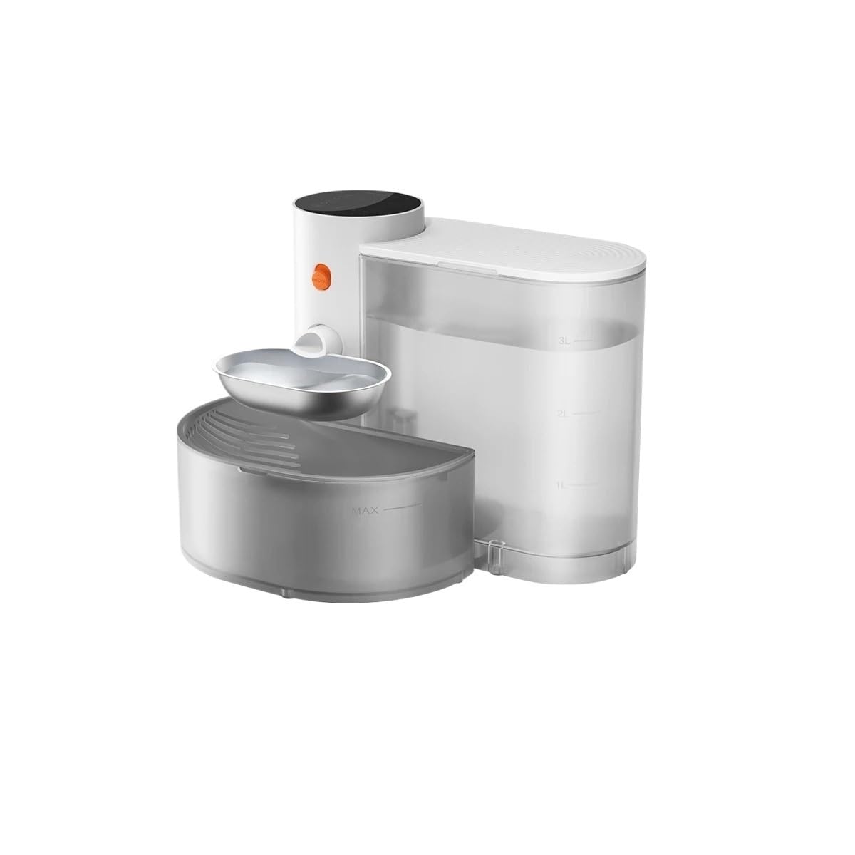 New Stainless Steel Bowl Pet Intelligent Pouring Water Dispenser Automatically Purifies The Wireless Pet Supplies White