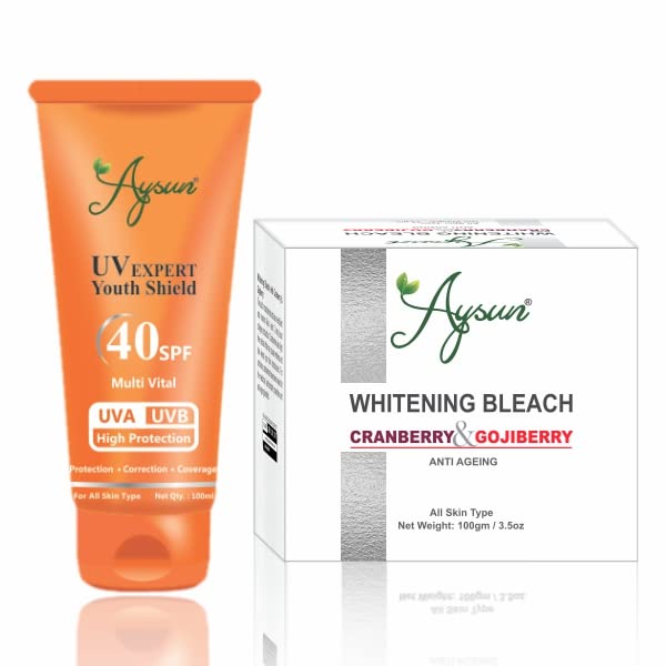Aysun Combo Pack of UV Expert Youth Shield 40SPF & Cranberry-Gojiberry Whitening Bleach Pack of 2