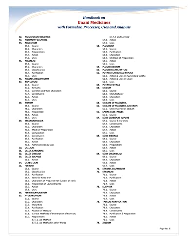 Handbook on Unani Medicines with Formulae, Processes, Uses and Analysis