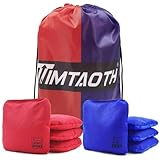Timtaoth Dual Sided Corn Hole Bags Professional Cornhole Bags Set of 8 Regulation Size Weight Pro Corn Hole Bean Bags Slick and Stick (Navy&Red)