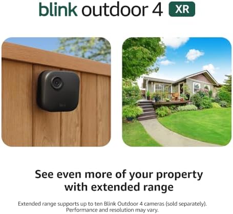Blink Outdoor 4 XR – two-year battery wireless camera with 4x security coverage, 1000 ft open-air range or 400 ft with typical use — 2 camera system