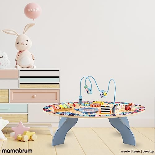 mamabrum Table d’activité en Bois 7-en-1 – éveil Musical (Tambour, cymbales), motricité & Jeu sensoriel – Bois Massif, sécurité dès 6 Mois – idéal Partage & Apprentissage – vue 2
