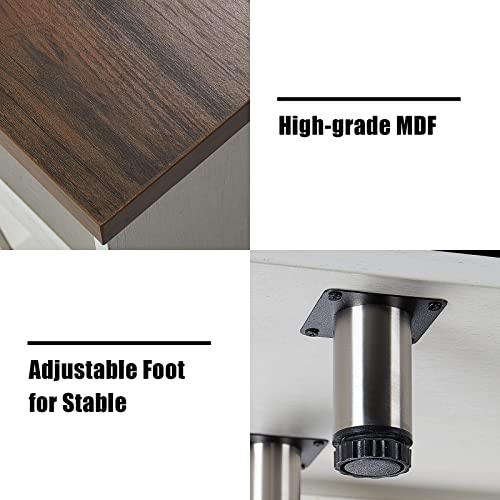 Amerlife Fireplace Tv Stand 54'' Farmhouse Barn Door Entertainment Center For Tvs Up To 60'' Mordern Media Console Table With 2 Open Shelves And Cabinets, Rustic Oak & White, 30'' H/With Fireplace #TOP4