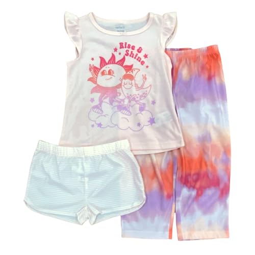 Carters Toddler Girls Orange & Purple Rise & Shine 3pc Pajama Set 3T